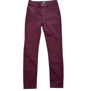 Denim Co Skinny Pants Burgundy Sateen Stretch Dark Academia Wine Basic Size 28